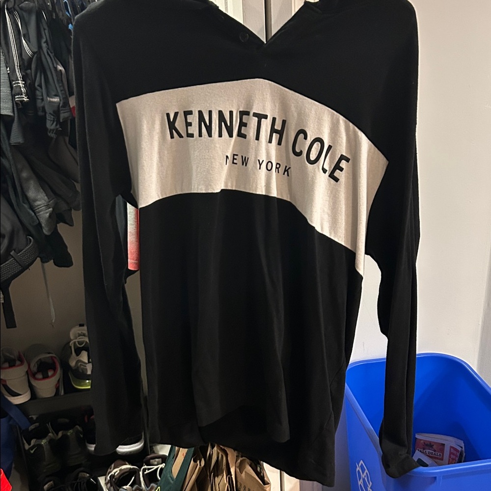 Kenneth Cole Black and White Logo Hoodie